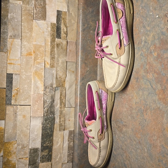 Sperry Women's Cream and Pink Loafers - Picture 3 of 6